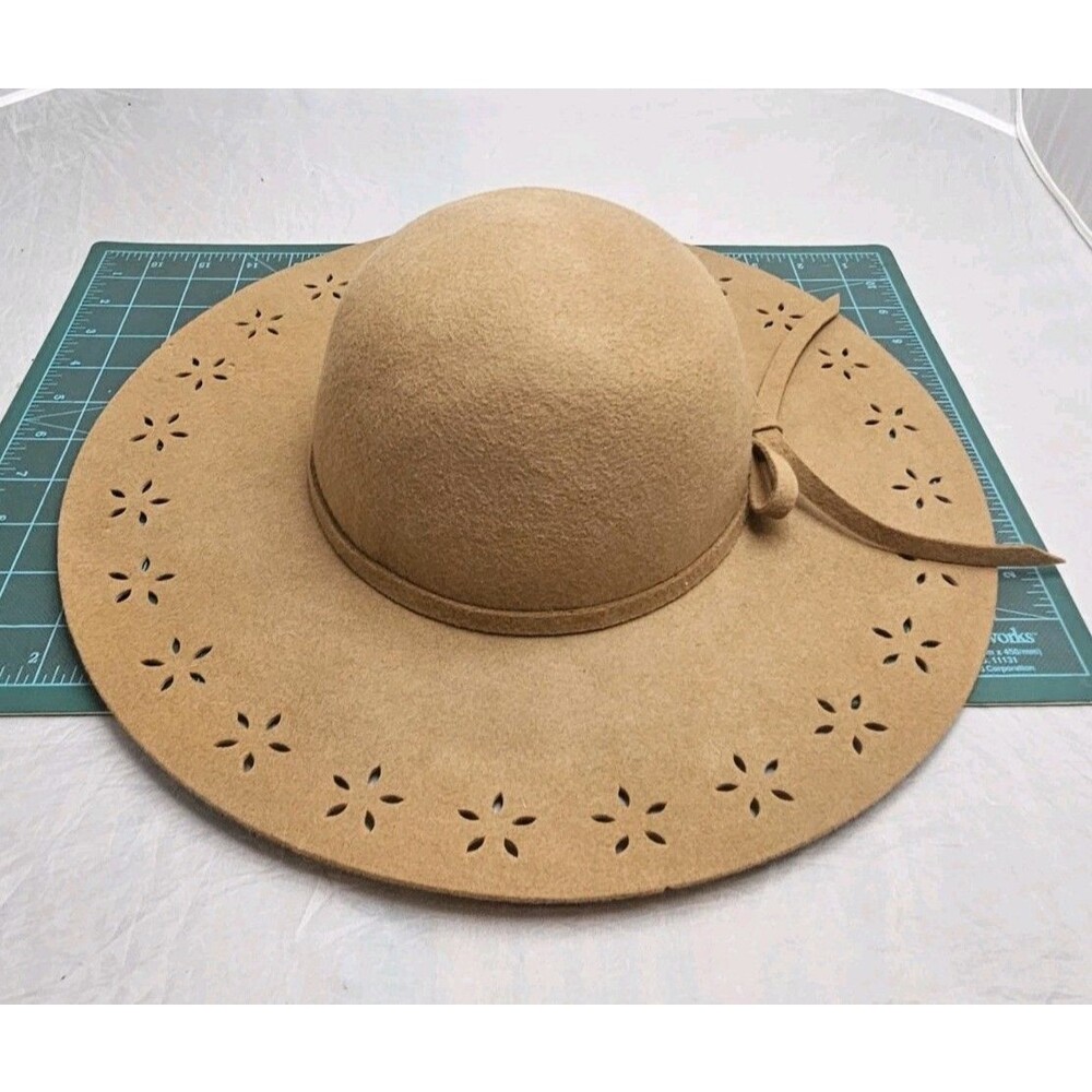 Floppy Boho Wool Hat Tan Size Small - Medium Wide Brim